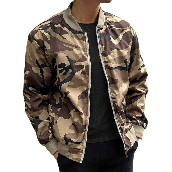 Men's Casual Camouflage Printed Zippered Bomber Jacket 35686729M