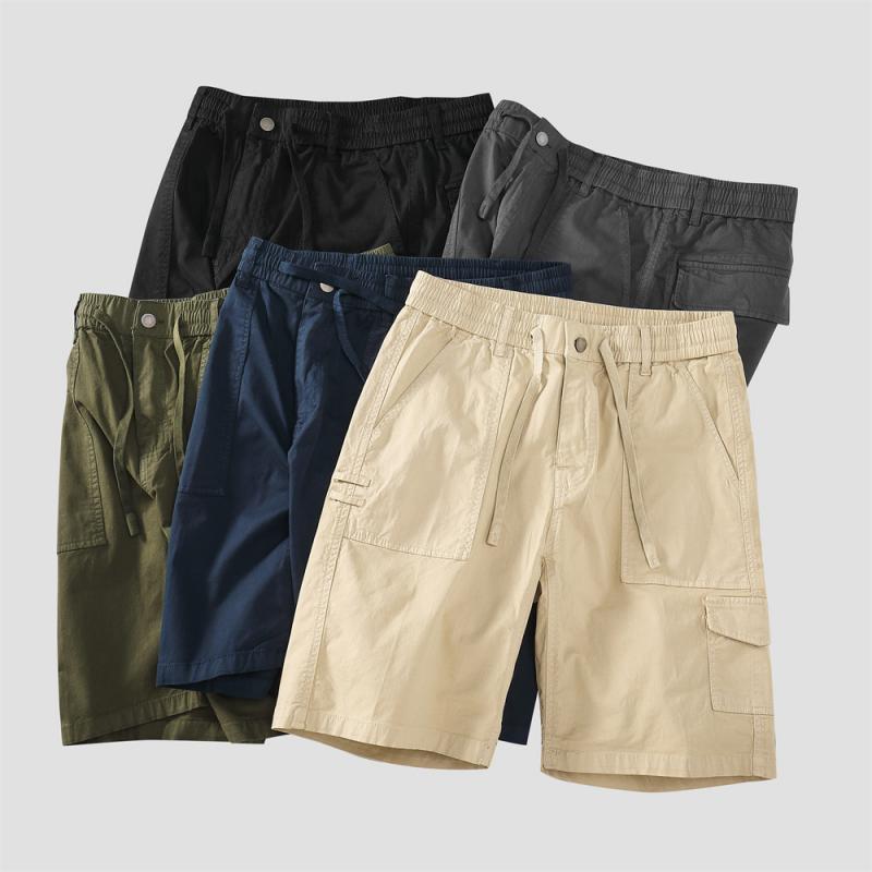 Men's Casual Solid Color Multi-Pocket Cargo Shorts 08651539Y
