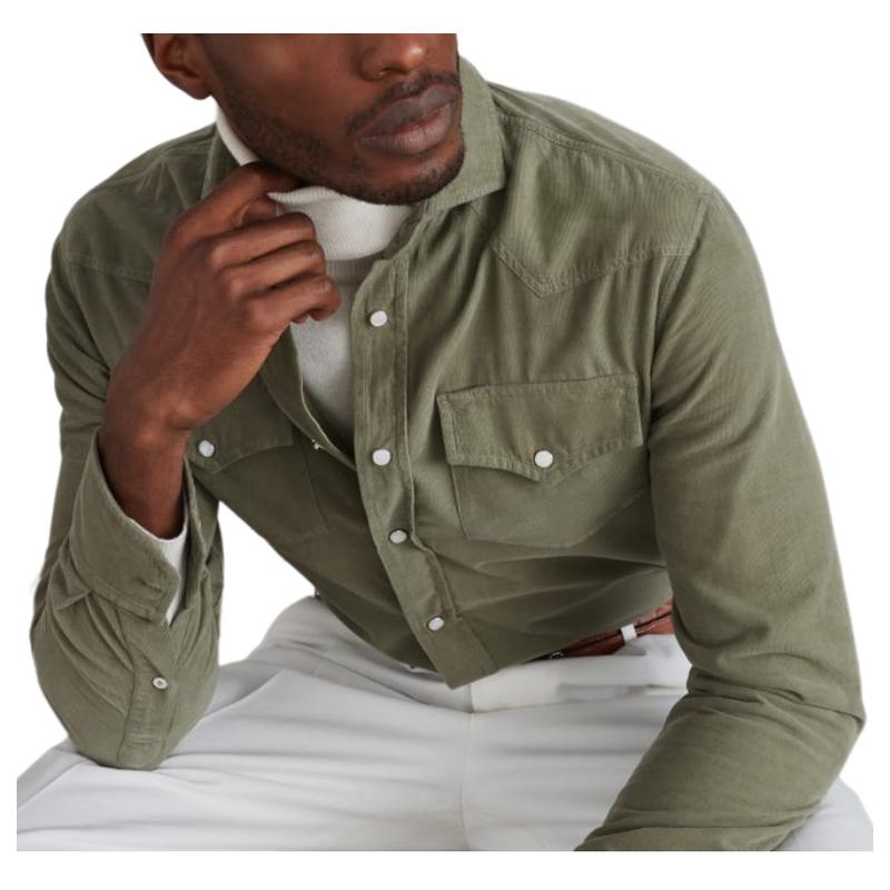 Men's Fashionable All-match Lapel Long-sleeved Shirt 60917777F