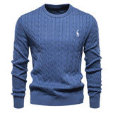 Men's Deer Embroidery Solid Color Crew Neck Sweater 48611583Y