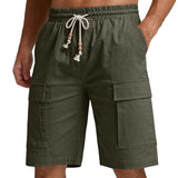 Men's Solid Color Multi-pocket Straight Cargo Shorts 29072044Z