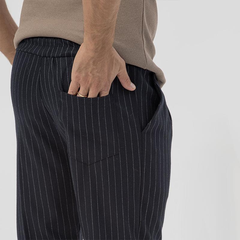 Men's Striped Elastic Waist Casual Pants 76011577Z
