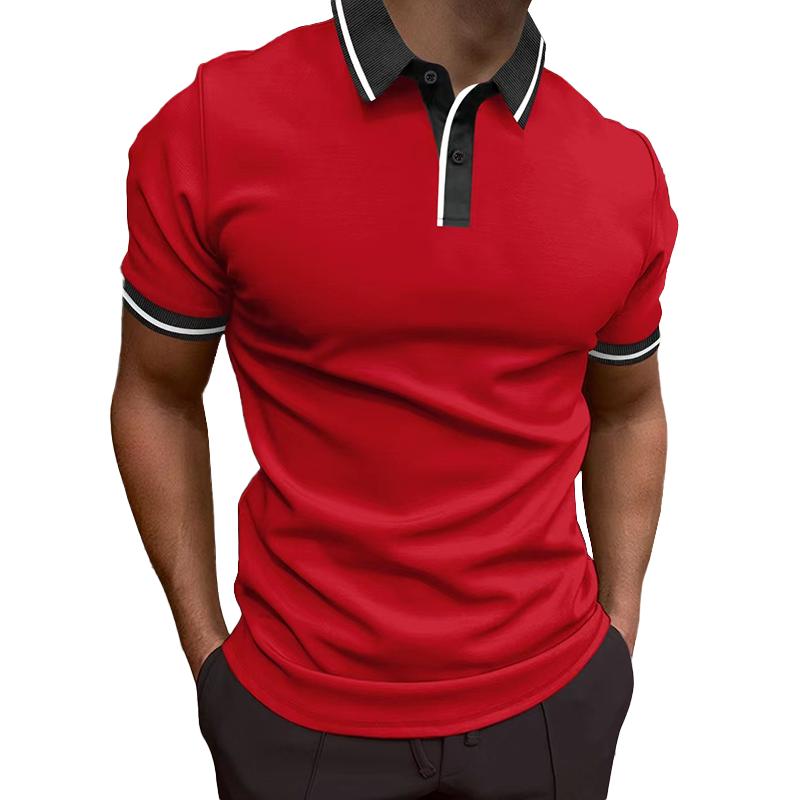 Men's Colorblock Lapel Short Sleeve Polo Shirt 70989049Z