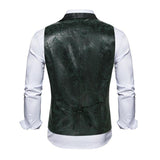 Men's Vintage Cashew Jacquard Shawl Collar Single Breasted Slim Vest (Shirt and Tie Excluded) 10867168M