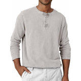 Men's Solid Color Henley Collar Long Sleeve T-shirt 55415151Z