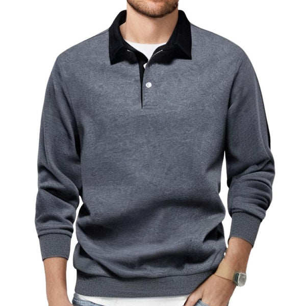 Men's Classic Casual Long Polo Neck Long Sleeve Sweatshirt 42878235K