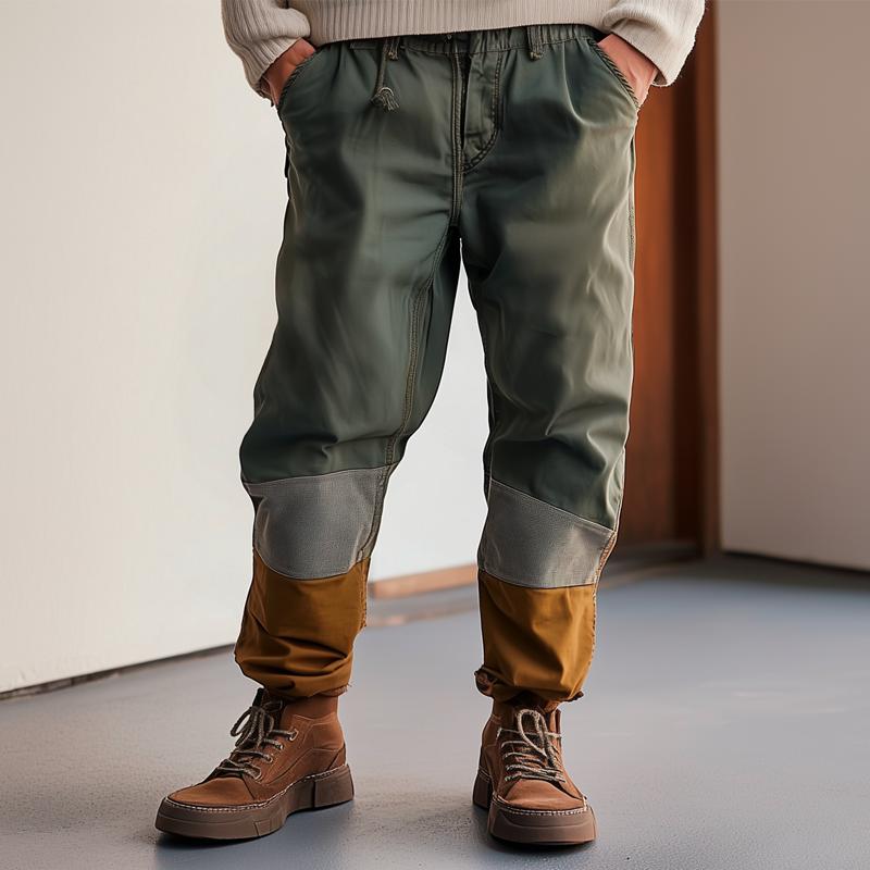 Men's Fashion Patchwork Elastic Waist Cargo Pants 14115235Z