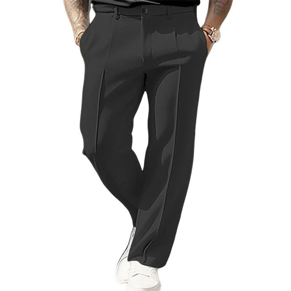 Men's Casual Solid Color Straight Breathable Suit Pants 66260244M