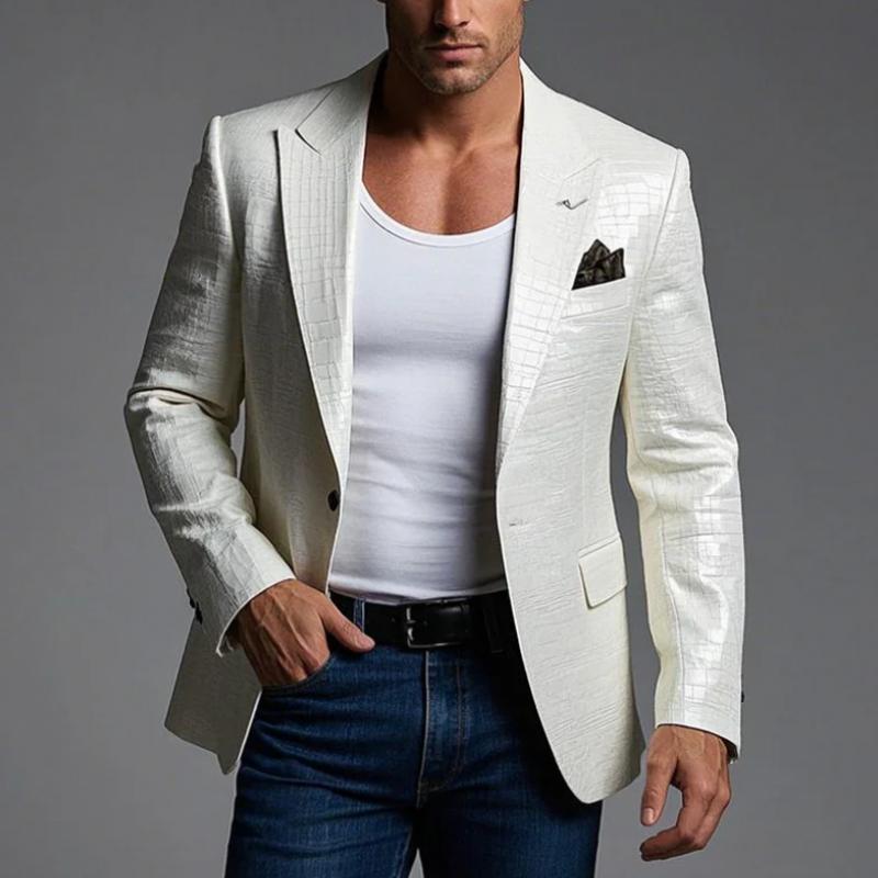 Men's Fashion Stone Pattern Single Breasted Leather Blazer 09542491Y