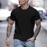 Men's Round Neck Solid Color Casual Short-sleeved T-shirt 96990283X