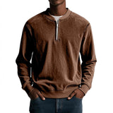 Men's Casual Solid Color Half Zip Loose Pullover Sweatshirt 90756886M