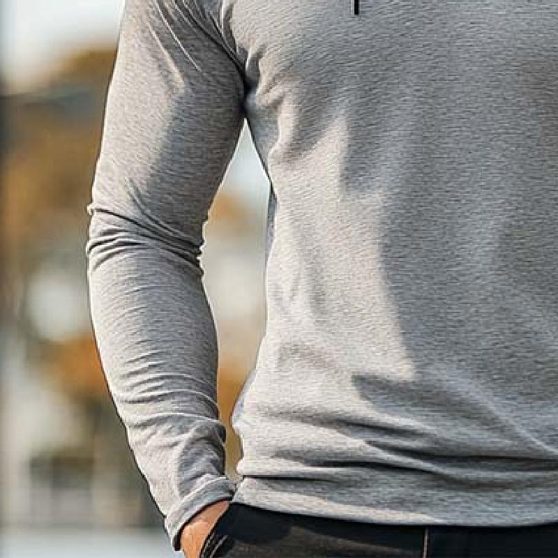 Men's Casual V-neck Hooded Long Sleeve T-shirt 91360244K