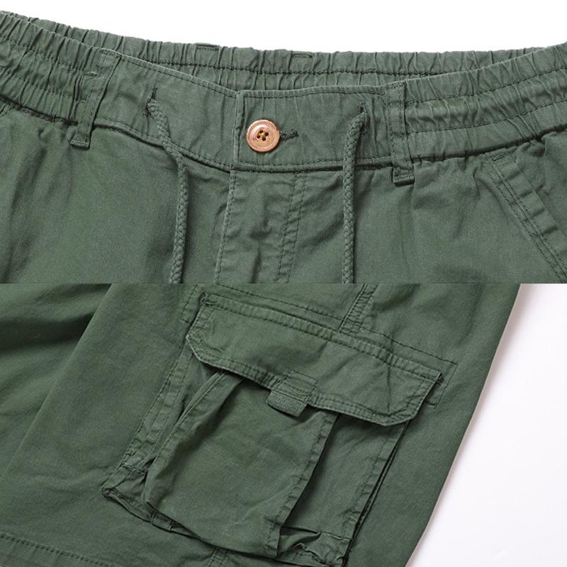 Men's Solid Color Multi-pocket Elastic Waist Cargo Shorts 98125915Z