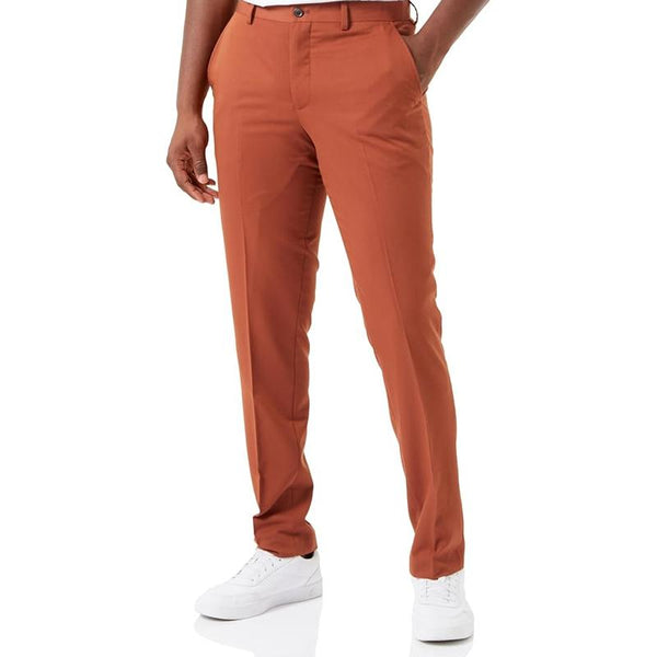 Men's Solid Color Cotton Mid Waist Straight Suit Pants 75843474Z