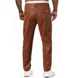 Men's Casual Solid Color Straight PU Leather Pants 18895970Y