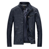 Men's Distressed Stand Collar Leather Jacket 91587482F