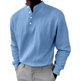 Men's Casual Button-down Collar Loose Pullover Sweatshirt 24654271M