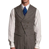 Men's Vintage Wool Blended Patchwork Peak Lapel Slim Vest 95737476M