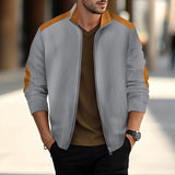 Men's Casual Colorblock Lapel Zipper Jacket 98580197X