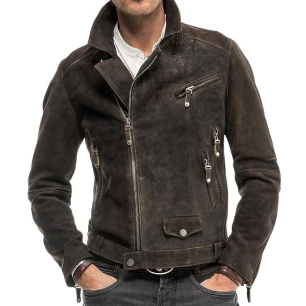 Men's Vintage Lapel Suede Zip-Up Jacket 37145766F