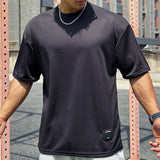 Men's Solid Color Round Neck Short Sleeve Casual Sports T-Shirt 87450795Z