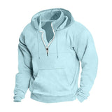 Men's Casual Zipper Stand Collar Loose Long Sleeve Hoodie 53913566M