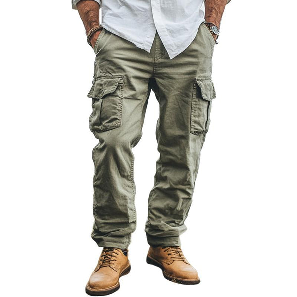 Men's Solid Color Multi-pocket Cargo Pants 67243655Z