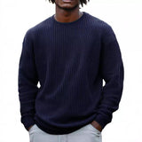 Men's Solid Color Waffle Round Neck Long Sleeve Sweatshirt 95420284Z