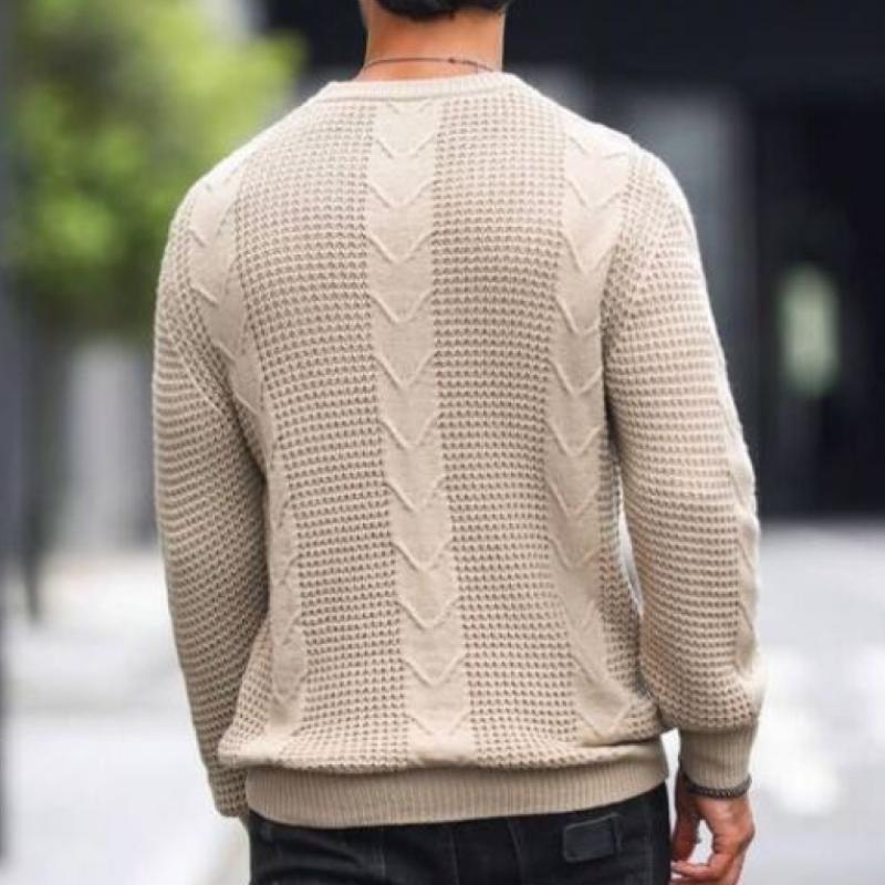 Men's Classic Comfort Slim Fit Patterned Round Neck Long Sleeve Sweater 34367159K