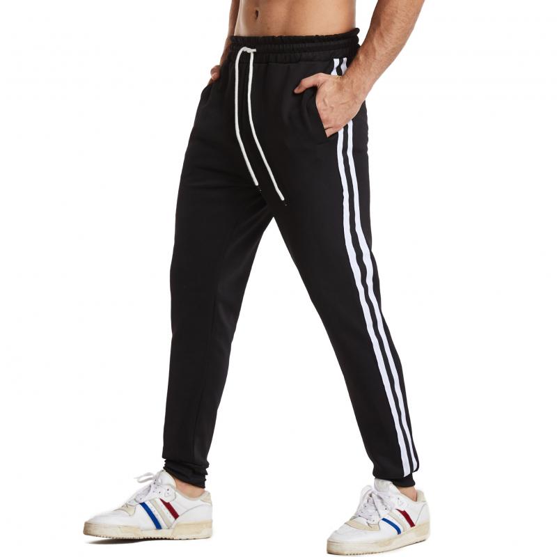 Men's Casual Contrast Striped Elastic Waist Sports Pants 52593051M