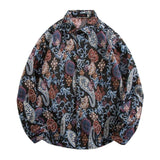 Men's Vintage Print Lapel Long-sleeved Shirt 32368091F