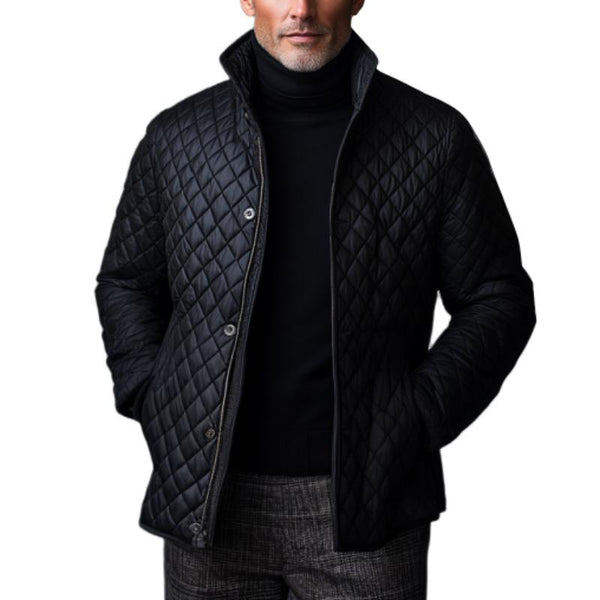 Men's Vintage Business Quilted Padded Single Breasted Jacket 32075448Y