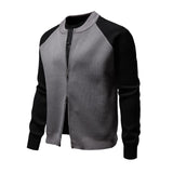 Men's Casual Colorblock Baseball Collar Loose Zipper Knit Cardigan 29510567M