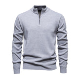 Men's Casual Zipper Stand Collar Loose Fleece Pullover Sweatshirt 26505971M