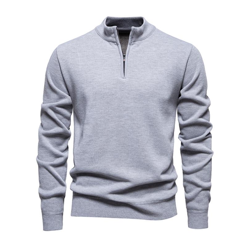 Men's Casual Zipper Stand Collar Loose Fleece Pullover Sweatshirt 26505971M