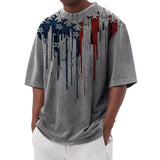 Men's Flag Printed Casual Short Sleeve Crew Neck T-Shirt 83998859X