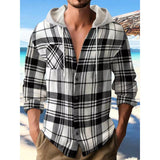 Men's Plaid Flannel Hooded Long Sleeve Shirt 95678054Y