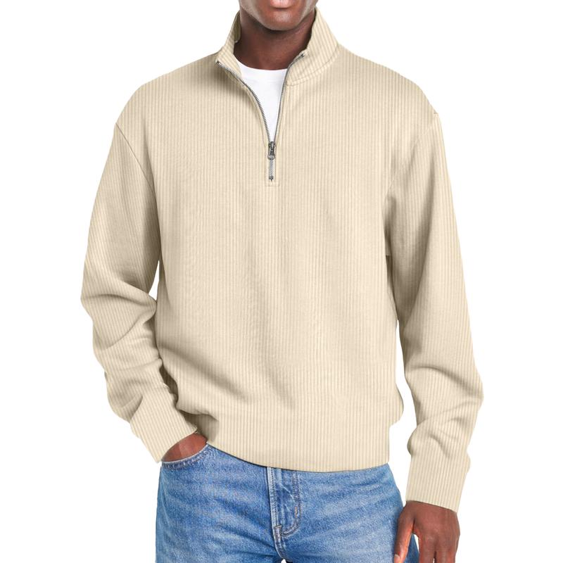 Men's Casual Half Zip Stand Collar Loose Pullover Sweatshirt 86549519M