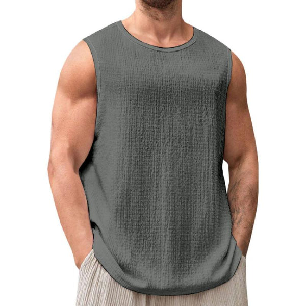 Men's Solid Color Round Neck Sleeveless Tank Top 41836163Y