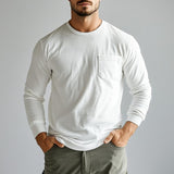 Men's Casual Slim Pocket Cotton Long Sleeve T-Shirt 04827502K