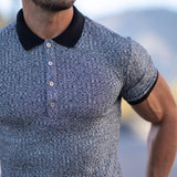 Men's Retro Contrast Slim Lapel Short Sleeve Polo Shirt 10138071M