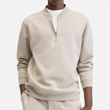 Men's Solid Color Loose Zipper Stand Collar Long Sleeve Casual Sweatshirt 24931941Z