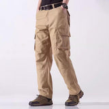 Men's Solid Color Cotton Multi-pocket Straight Cargo Pants 47376174Z