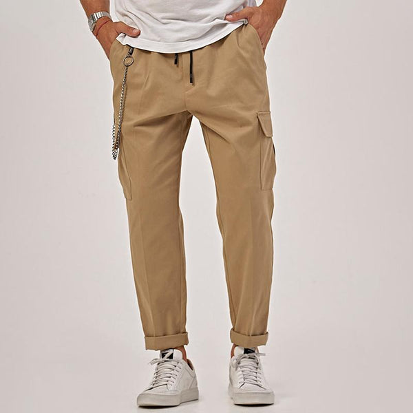 Men's Solid Straight Multi-pocket Casual Cargo Pants 84899078Z