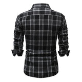 Men's Casual Brushed Plaid Long Sleeve Shirt 61107633Y