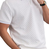 Men's Jacquard Short Sleeve Button Polo Shirt 60581715X