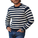 Men's Striped Knit Crew Neck Slim Fit Sweater 14349252Y