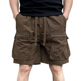 Men's Solid Color Quick Dry Zip Pocket Loose Cargo Shorts 62035918Z