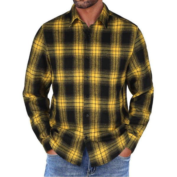 Men's Casual Plaid Long Sleeve Shirt 98313404Y