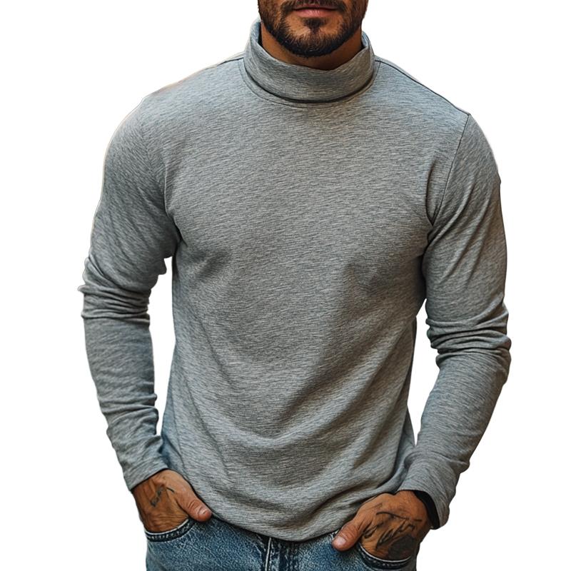 Men's Retro Casual High Neck Long Sleeve T-Shirt 37182651TO